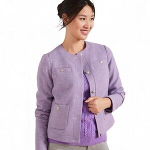Talbots Bicolor Herringbone Shetland Jacket Lilac Melange Size 8 NWT